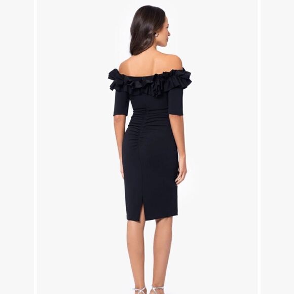 XSCAPE Women's Ruffled Off-The-Shoulder Sheath Dress Size 6 NWT - Picture 3 of 10